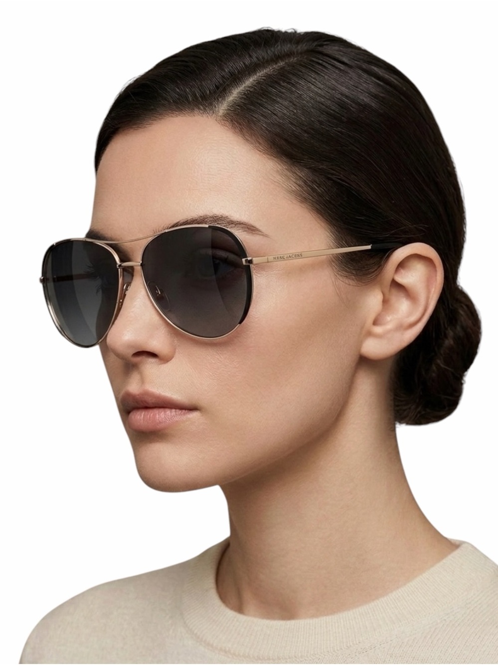 NEW Marc Jacobs 686/S Gold & Black Aviator Sunglasses